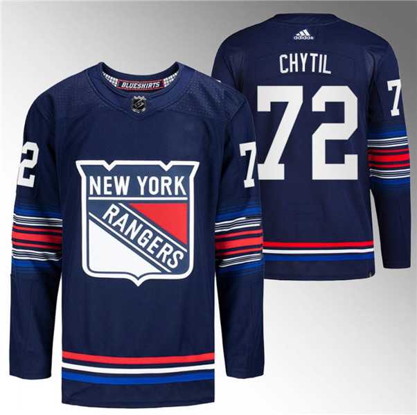 Men%27s New York Rangers #72 Filip Chytil Navy Stitched Jersey Dzhi